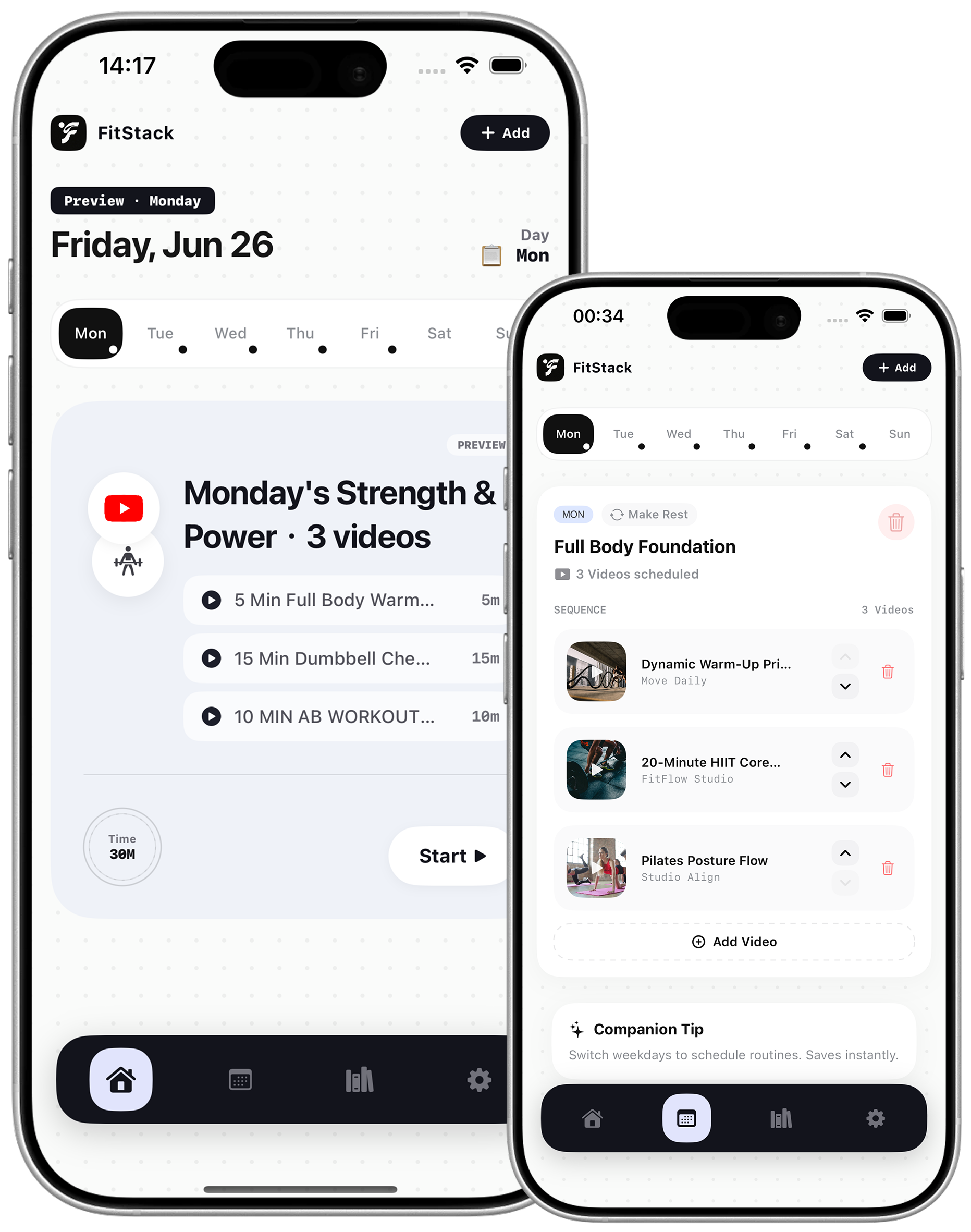 FitStack app screens